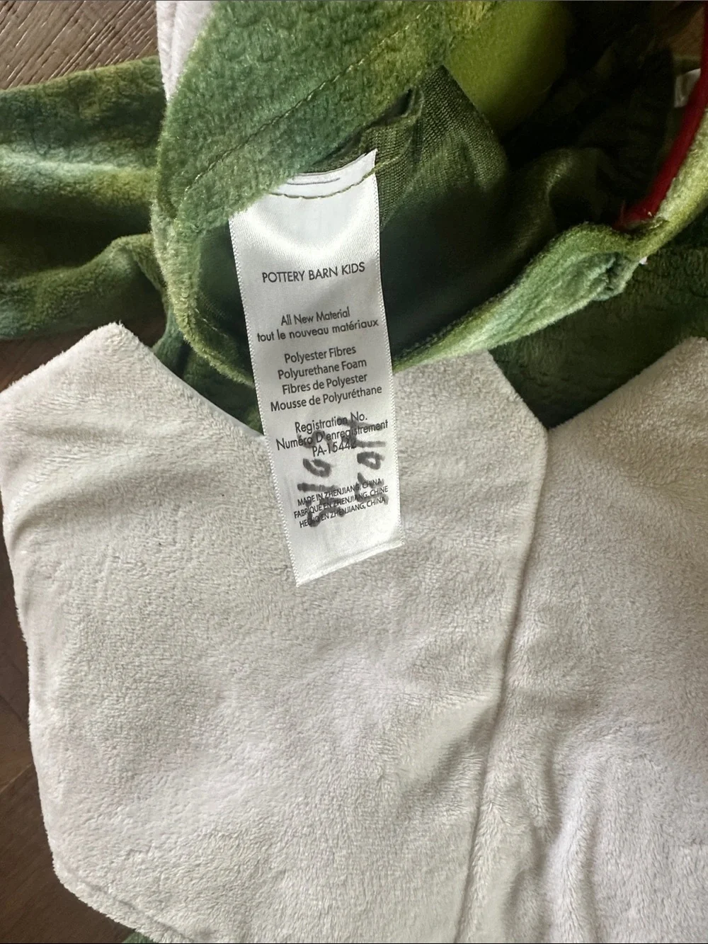 Pottery Barn Kids Green White Dino Egg Baby Costume